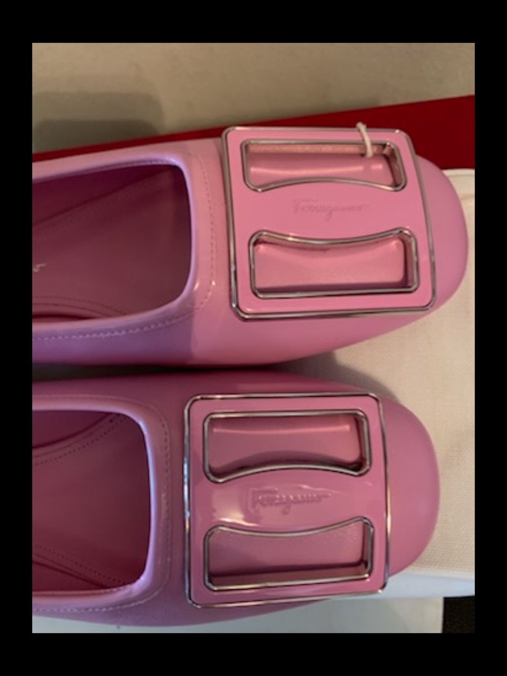 Salvatore Ferragamo Women Flamingo buckle leather ballerina flats Size 8.5C NWB - Picture 11 of 13